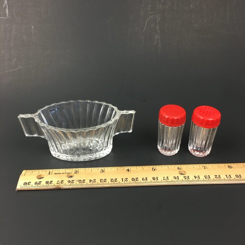 Small Glass Salt Pepper Shaker Toothpick Holder